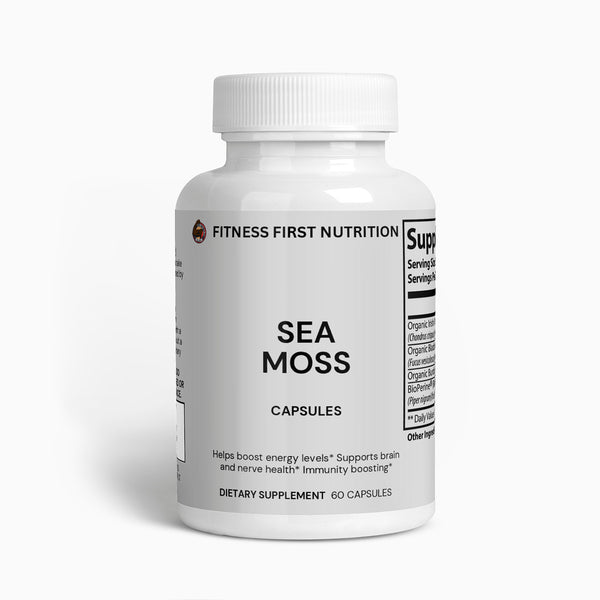 Fitness First Nutrition Sea Moss supplement bottle label