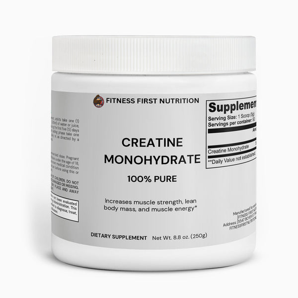 Fitness First Nutrition Creatine Monohydrate supplement label