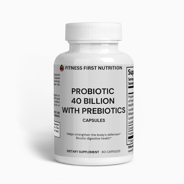 Fitness First Nutrition Probiotic 40 Billion with Prebiotics label