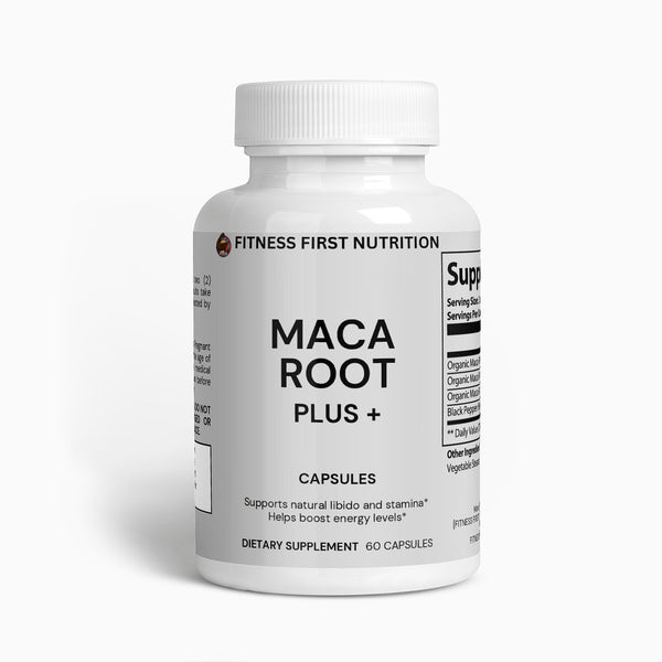 Fitness First Nutrition Maca Plus supplement bottle label