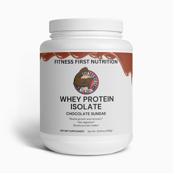 Fitness First Nutrition Whey Protein Isolate Chocolate Sundae label